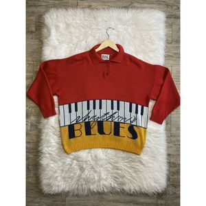 Rhythm & Blues Vintage Red PIANO L Pullover Jazz